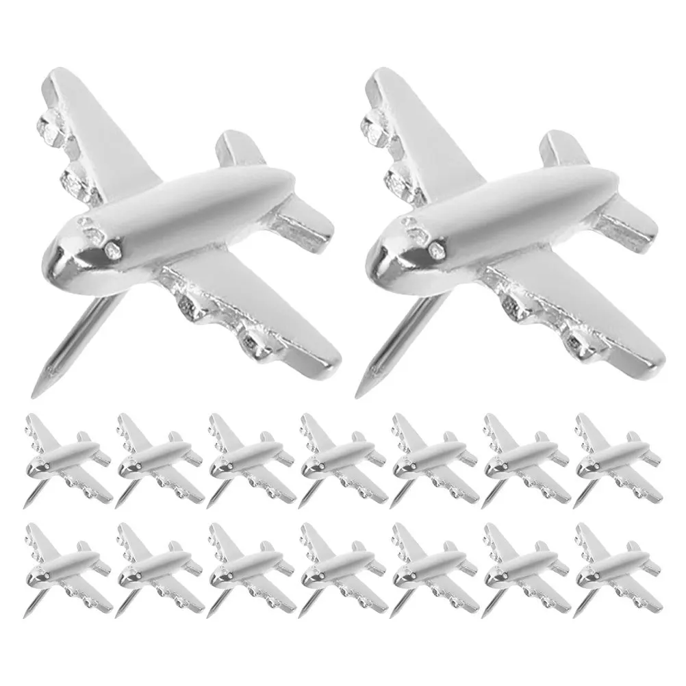 24 قطعة طائرة معدنية دبابيس ضغط للوحة الإعلانات لوحة الفلين المسامير خريطة الأظافر الزخرفية Thumbtacks مكتب المدرسة جدار العرض