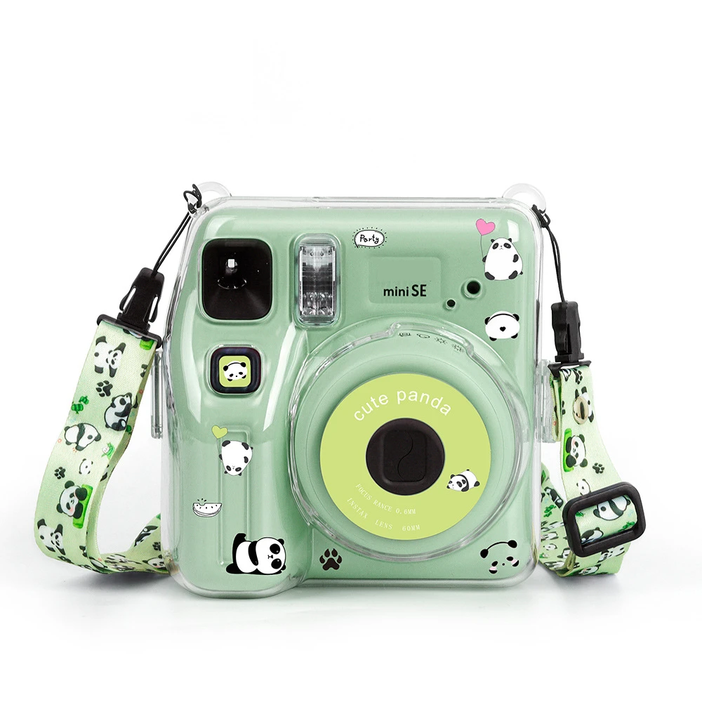 For Instax Mini SE Photo Bag Transparent Storage Case protective shell Crystal Case Strap Sticker Three Piece Set
