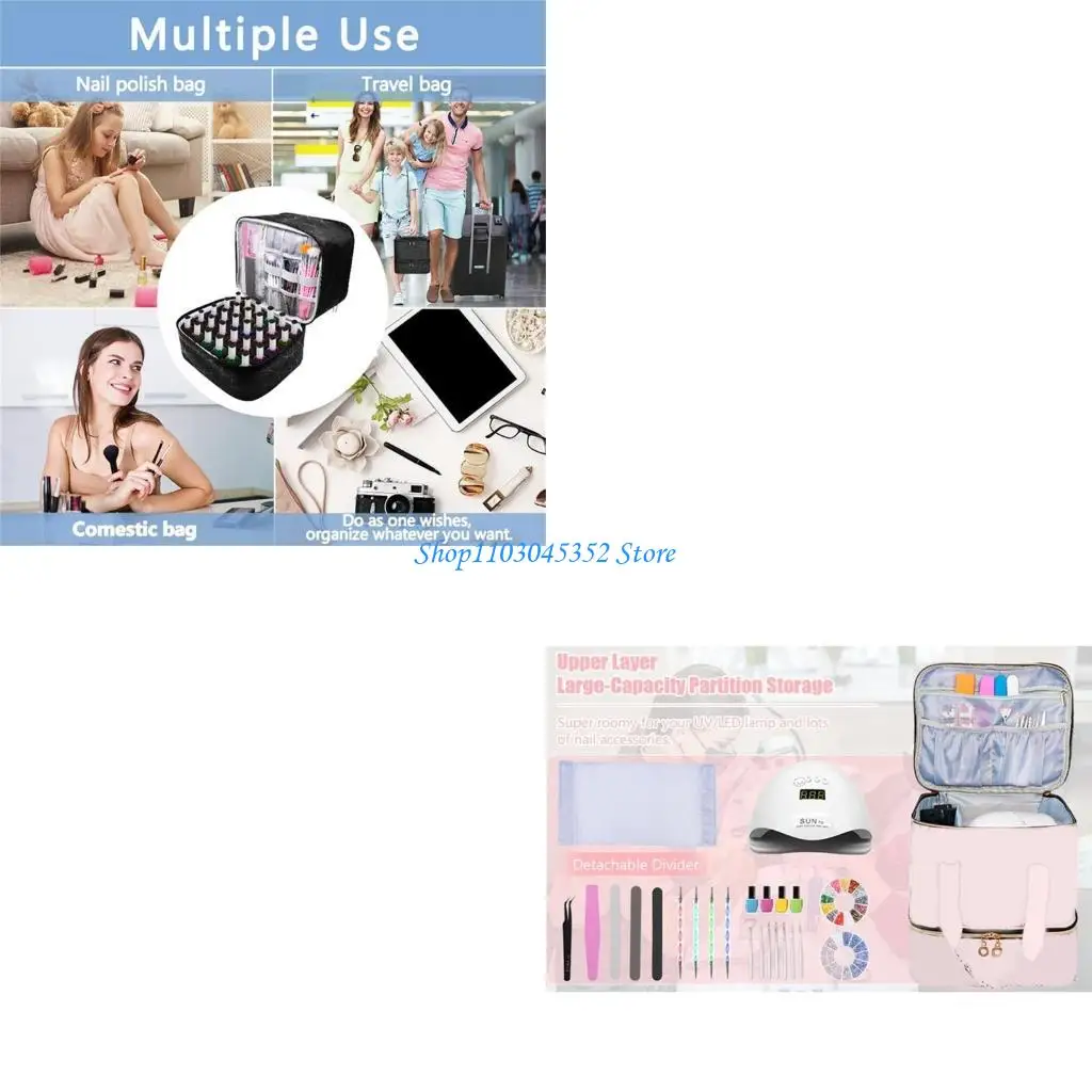 

Сумка-органайзер NailPolish, чехол для хранения NailTech, съемная двухслойная сумка для переноски, вмещает 30 бутылочек