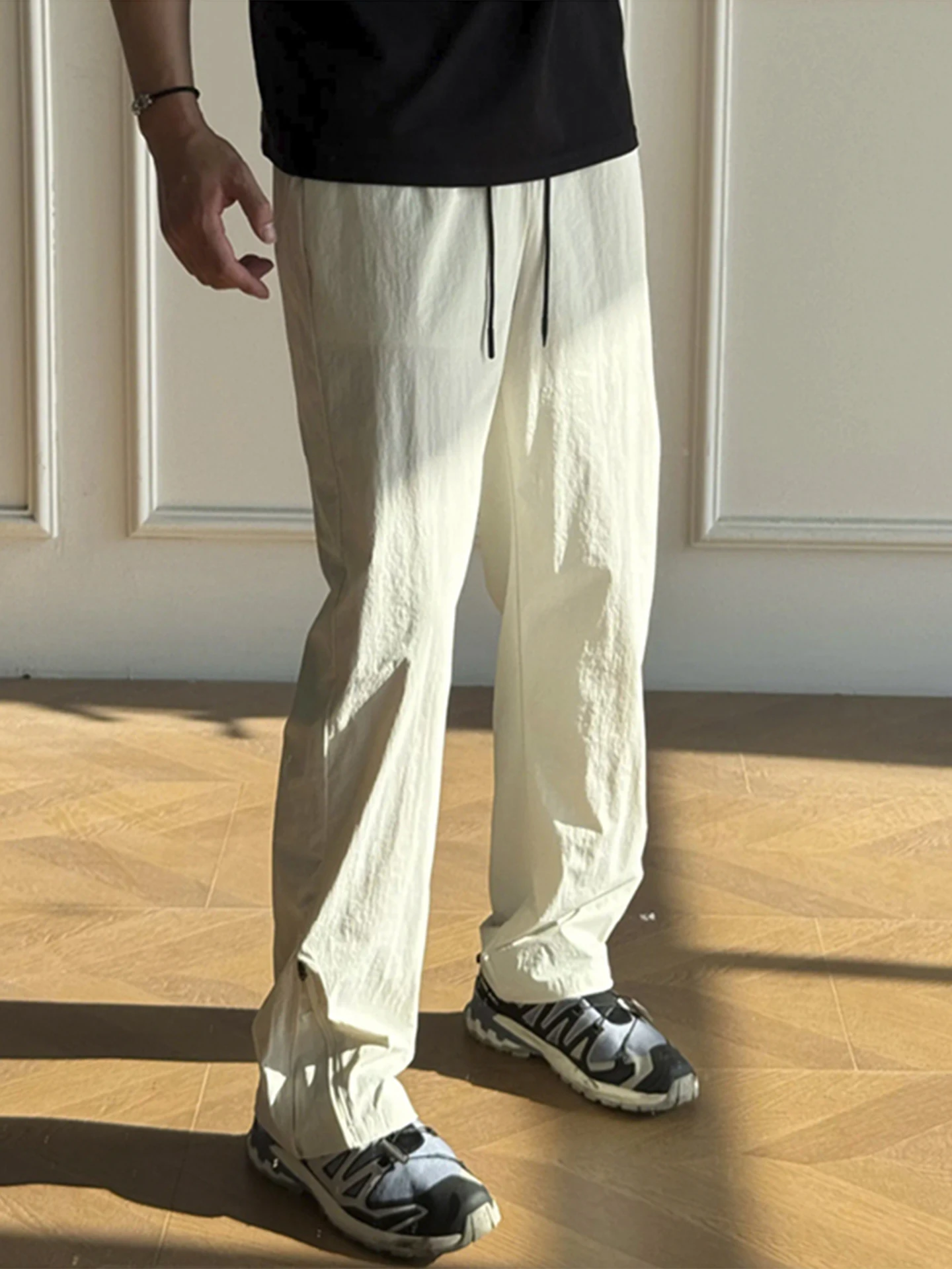 

Летние тонкие американские брюки для скалолазания Qui Dry Ice Skin с боковой молнией, мужские повседневные прямые брюки, спортивные джинсы на открытом воздухе