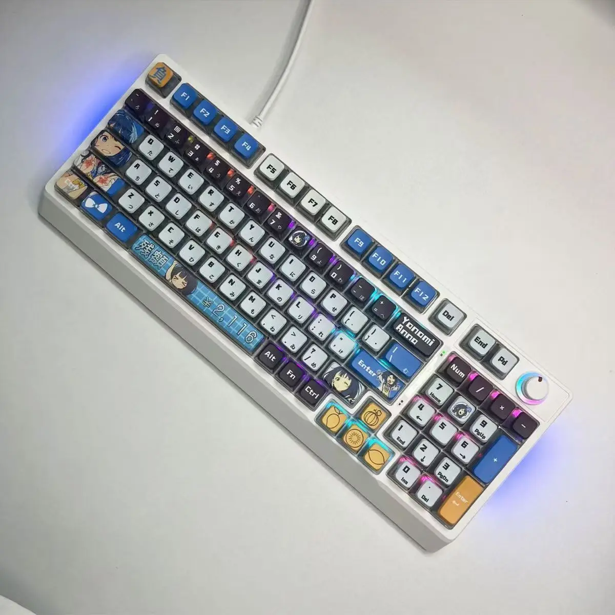 119 مفتاحًا من Makeine Yanami Anna أغطية مفاتيح MDA ارتفاع PBT + PC Anime Game Pudding أربعة أغطية مفاتيح ميكانيكية شفافة مخصصة للوحة المفاتيح #3