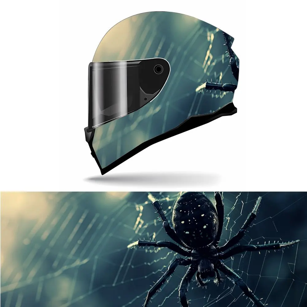 

Spiders hang on spider webs Print Full Helmet Wrap Sticker Motorcycle Helmet Racing Graphic Decal Vinyl Wrap Helmet Decorative S