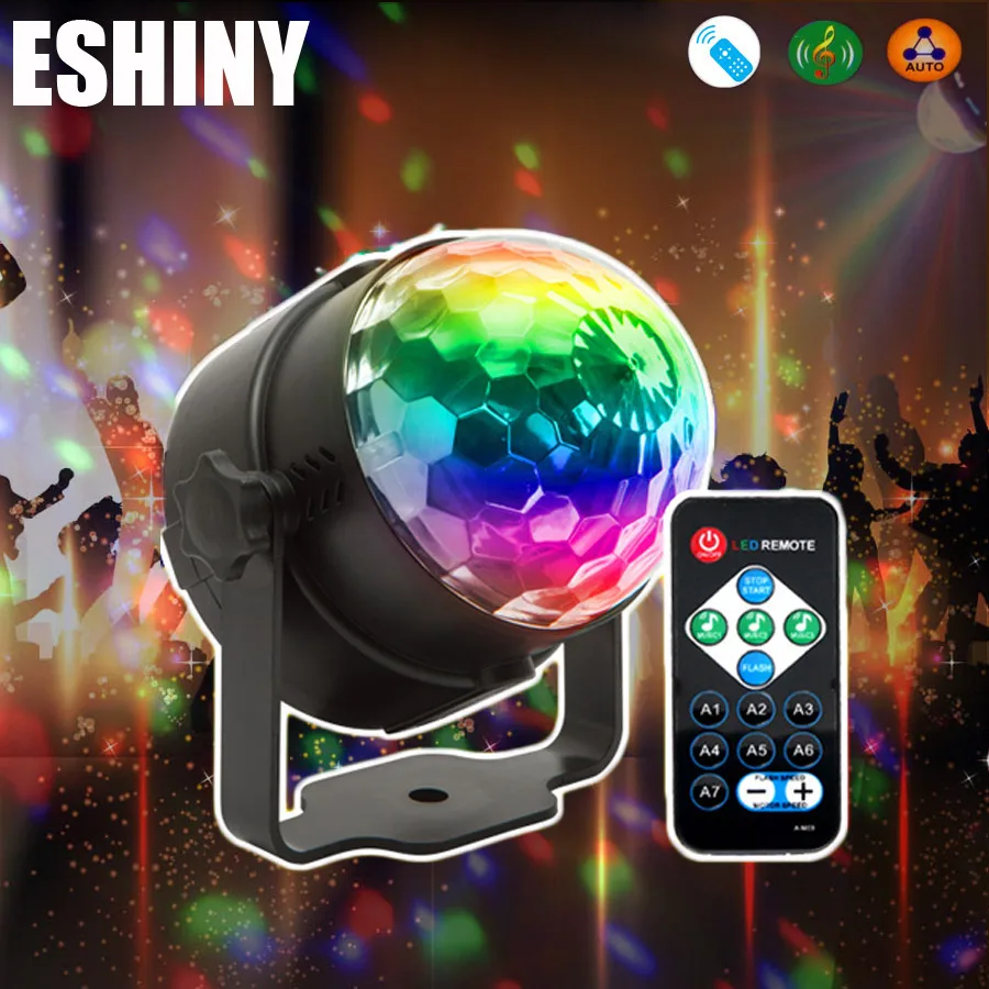

ESHINY мини 3/6 Вт Хрустальный волшебный шар RGB 6 цветов Светодиодная лампа для сценических эффектов вращающийся полноцветный DJ Dace для вечерние в комнате фонарь R5