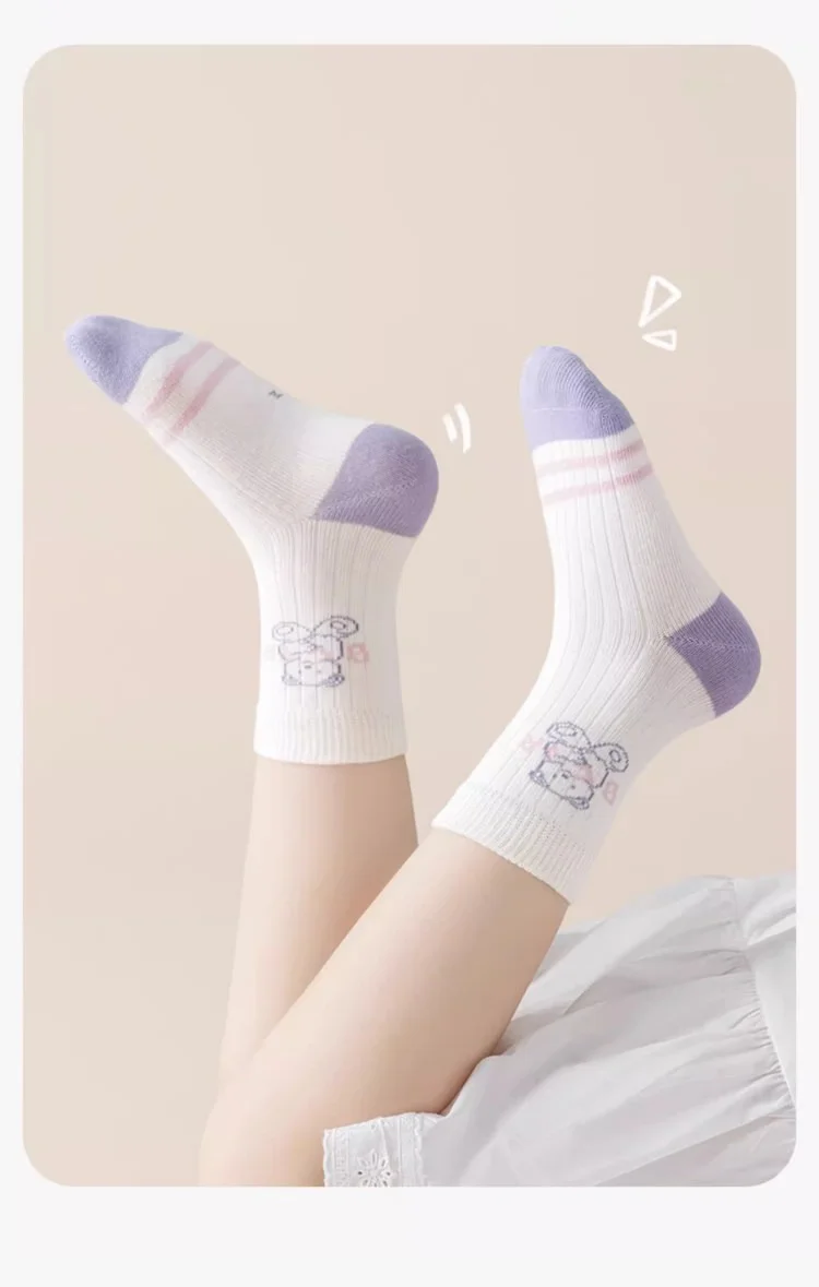 5 Paar Mädchensocken, Frühlings- und Sommer-Baumwollsocken, niedliche Bärensocken für Kinder, 1–14 Jahre, mittelhohe Kindersocken – Detail 5