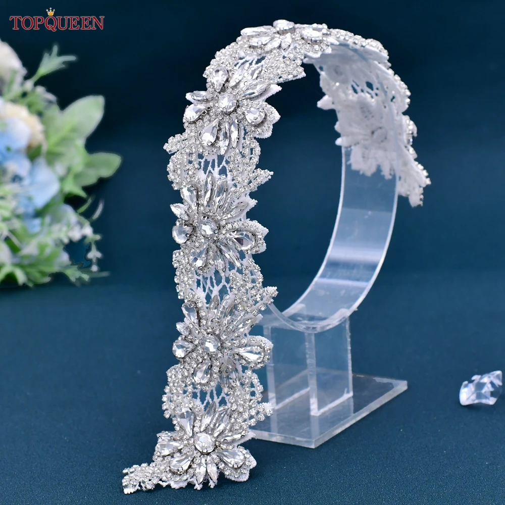 TOPQUEEN Diamond Flower Bridal Dress Belt Wedding Accessories Jacket Handmade Applique Decoration Bridesmaid Wide Belt S115