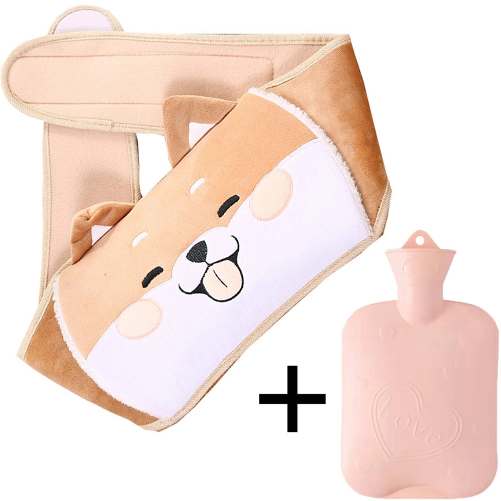 

Cute Animal Hot Water Bottle Waist Cover Belt Winter Hand Warmer Plush Pouch 1000ml Hot Water Bag For Stomach Abdominal Warming