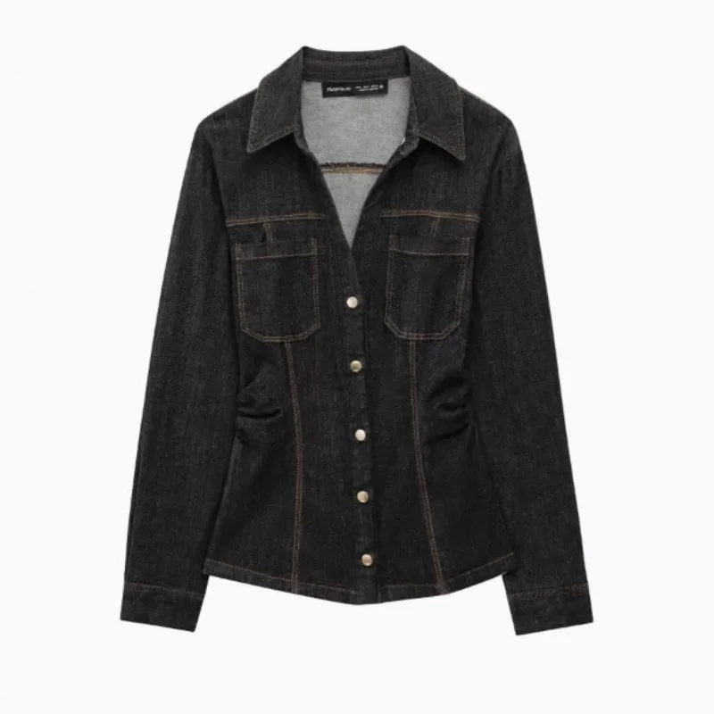 الأمريكية INS الأزياء طوق مشرق موضوع الديكور جيب مزدوج فضفاض تنوعا الجينز قطعتين مجموعة الملابس النسائية