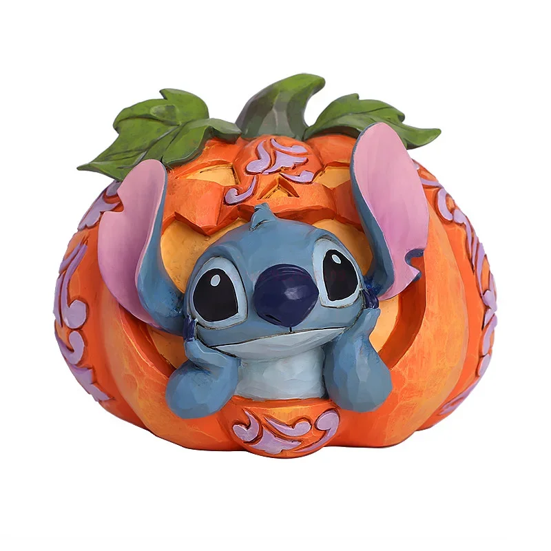 13cm Disney Exquisite Stitch Halloween Pumpkin Resin Tide Play Collection Desktop Model Ornaments Children Birthday Gifts Toy