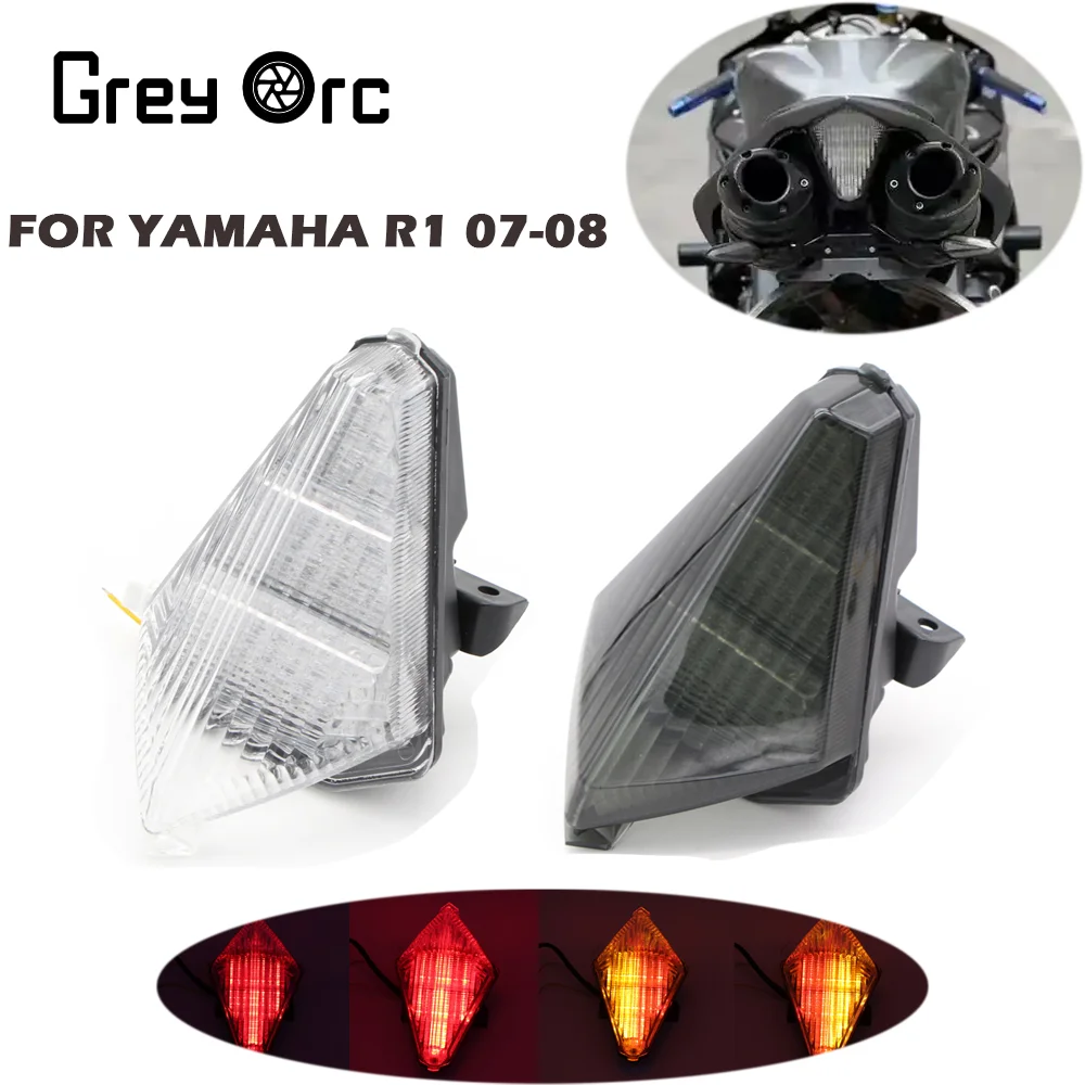 For Yamaha YZF-R1 YZFR1 R1 2007-2008 LED Tail Light Brake Turn Signals Taillight Integrated Light Motorcycle Accessories