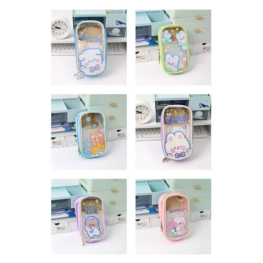 Gift Transparant Pencil Case PVC Waterproof Large Capacity Students Stationery Case Zipper Pen Bag Stationery