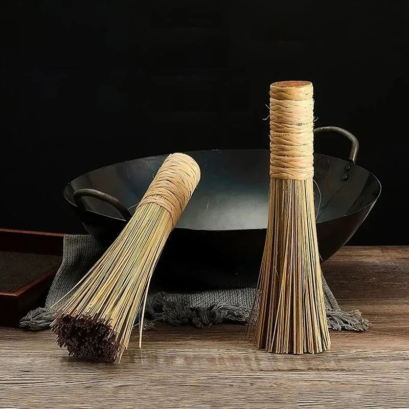 Kitchen Natural Bamboo Pot Washing Brush Bamboo Wok Cleaning Whisk Brush Household Kitchen Clean Tool With Comfortable Handle