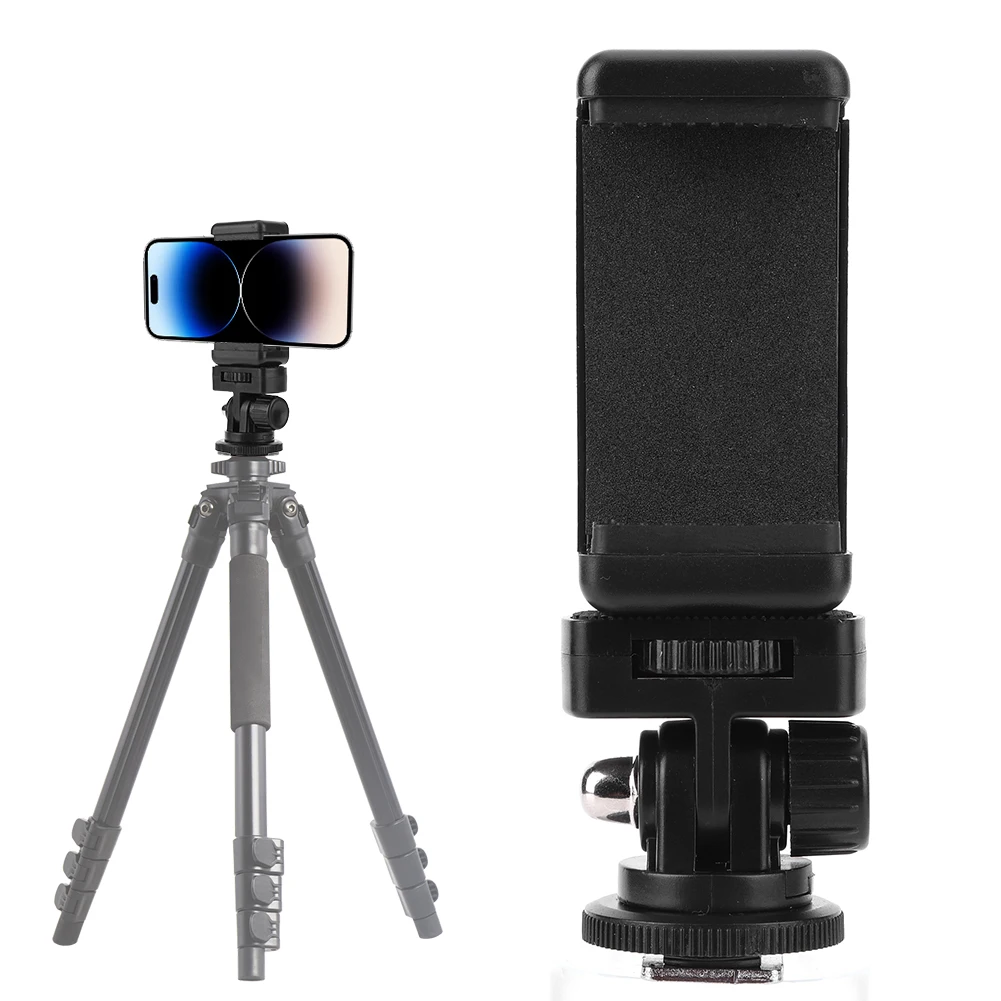 Camera Flash Hot Shoe Mount Adapter Phone Tripod Holder Clip w / Cold Shoe Mount for iPhone Samsung Canon Nikon Sony DSLR Camera