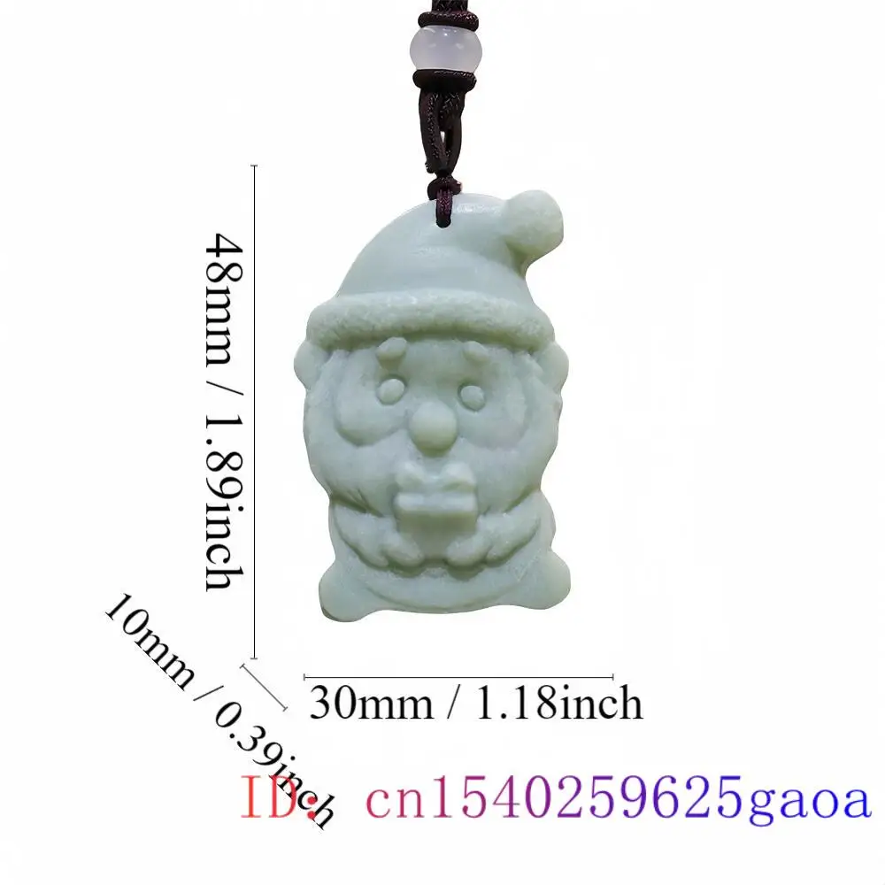 Natural Real Jade Santa Claus Pendant Necklace Accessories Gifts for Women Men Designer Charm Talismans Carved Jewelry Chinese