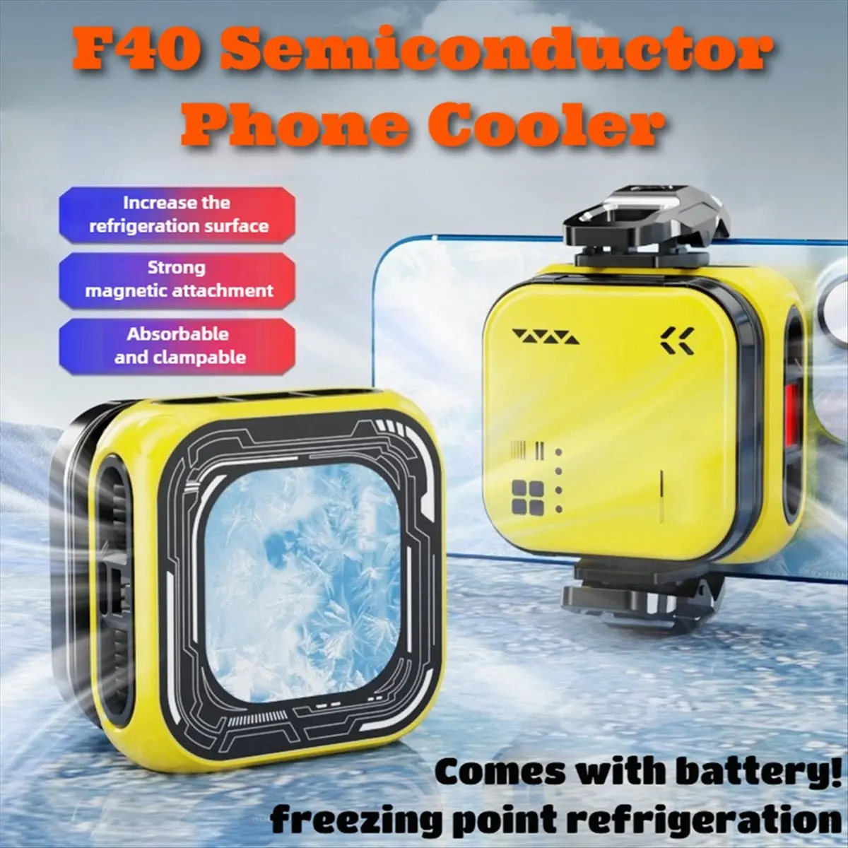 #61A Cell Phones & Accessories,F40 Mobile Phone Cooler AI Refrigeration with Digital Display (Yellow)