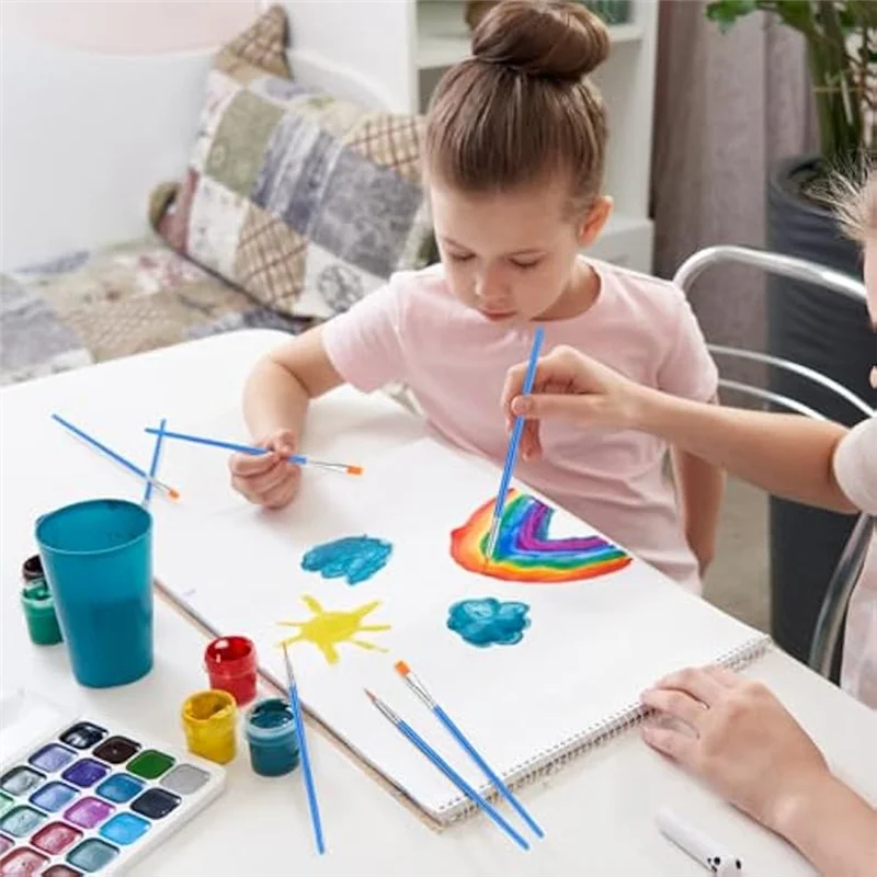 

-AT37 Маленькие кисти для рисования, 160 шт. Нейлоновые кисти для рисования волос с набором плоских и круглых заостренных акриловых кистей