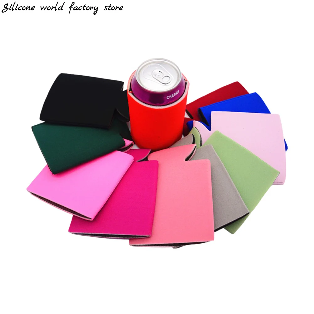 1PC Solid Color Portable Cup Cover Beer Sleeves Camping Can Cup Soda Cover Foam Material Drink Cooler Bottle Outdoor Sleeve