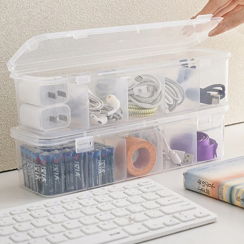 1PC 5 Grids Multifunctional Hair Accessories Storage Box Jewelry Organizer Transparent Compartment Desktop Home Storage Box