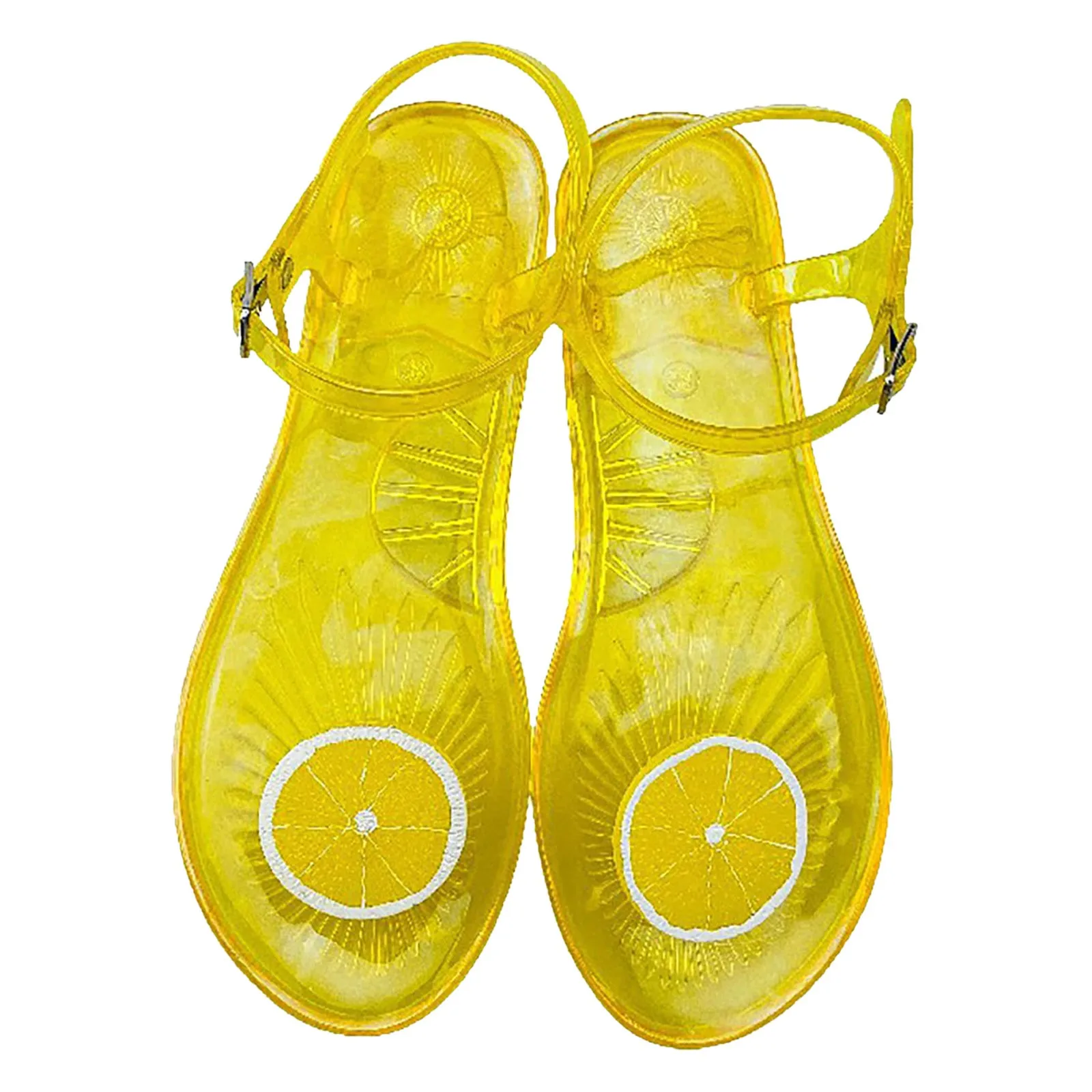 Women\'s Sandals Summer Fashion Solid Color Cute Transparent Jelly Shoes Flat Slippers Summer Slippers Beach Jelly Sandals