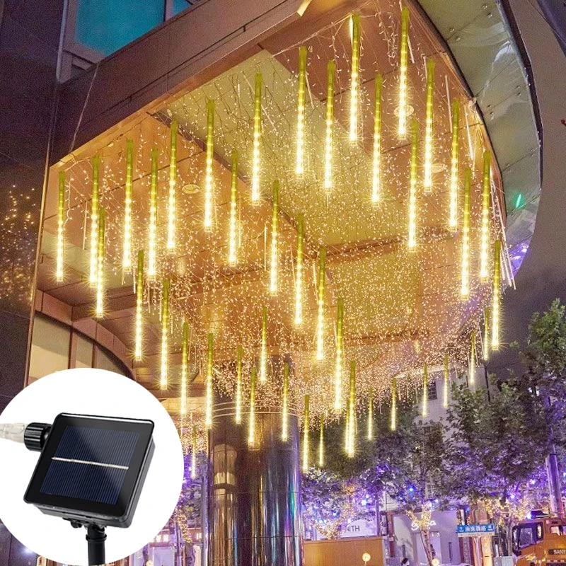 

8 Tube 30/50cm Outdoors Solar LED Meteor Shower Light Falling Raindrop Holiday Yard Fairy String Light for Christmas Decoration