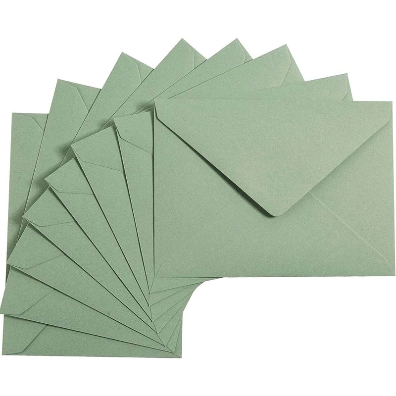 50 sztuk/partia Koperta Zielona Styl Zachodni Artykuły Biznesowe Papier 120g Zaproszenia Pocztówki Listy Opakowanie na Prezenty Artykuły Papiernicze Ślubne — zdjęcie produktu 4