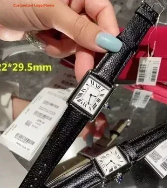 

Новые модные наручные часы 2026 года: высококачественные, серебристо-золотые, с кварцевым механизмом, квадратные, простые, с черным кожаным ремешком