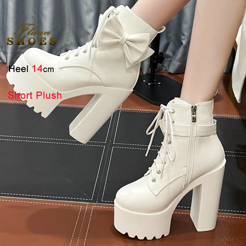 bottines-a-lacets-avec-nœud-blanc-pour-femme-talons-bloc-plateforme-de-14cm-fermeture-eclair-laterale-boucle-de-ceinture-bottes-courtes-pour-dames-mode-automne-hiver
