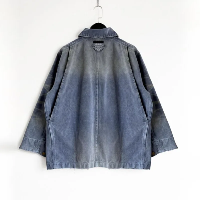 HKSH Spring Autumn New Men Tide Niche Punk Washed Denim Jacket Safari Style Loose Fit Coats Chic Ins Vibe Fashion Cotton HK22522