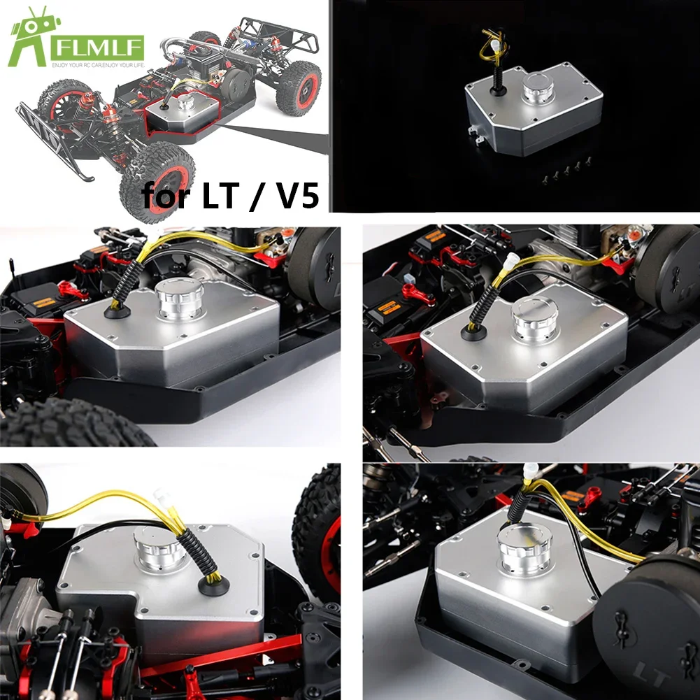 Liga de alumínio cnc conjunto de montagem do tanque combustível à prova de vazamento para 1/5 hpi rovan rofun km baja lt v5 losi f5 rf5 mcd rr5 XS-5 rc peças do carro