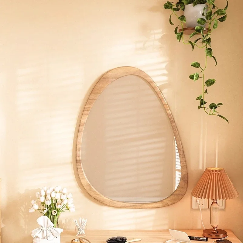 

Bathroom Espelhos Home Decorations Irregular Wall Mirror Living Room Decoration Modern Girls Mirror Funky Wooden Asymmetrical