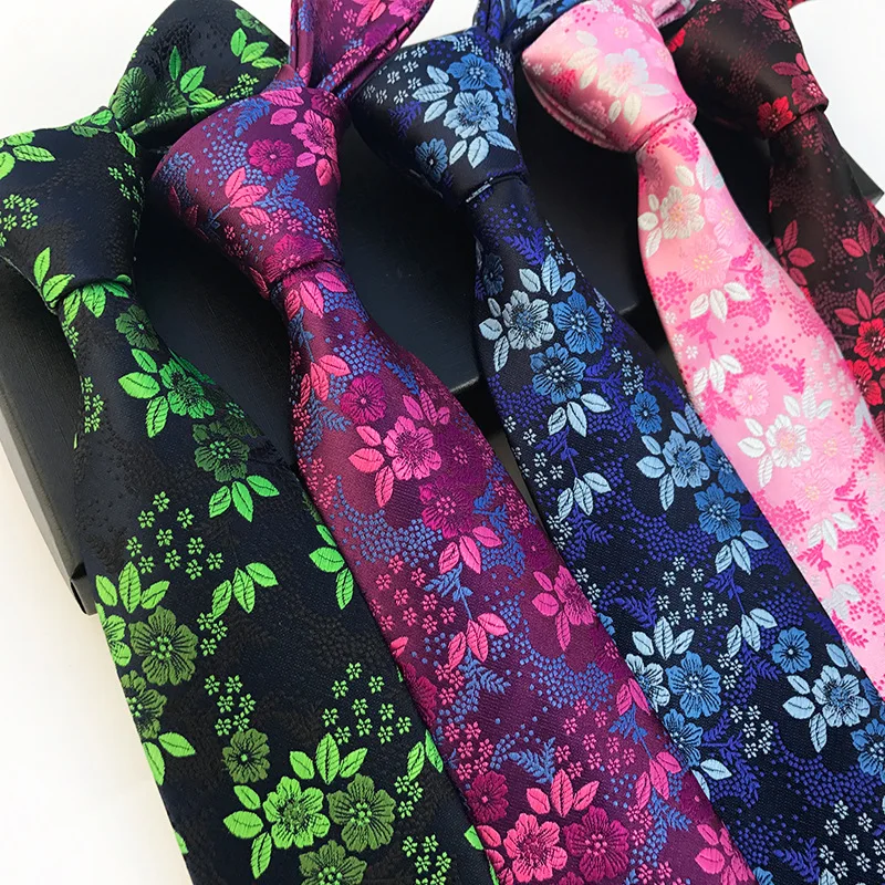 

New 8cm Fashion Flower Pattern Paisley Neckties Groom Wedding Tie Versatile Festivals Self-Tied