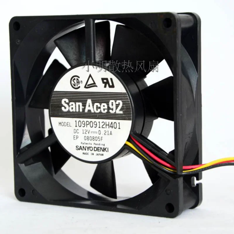 

Original CPU Fan for Sanyo 109P0912H401 DC12V 0.21A 9cm 9025 3-wire Speed Measurement Alarm Cooling Fan 90x90x25mm