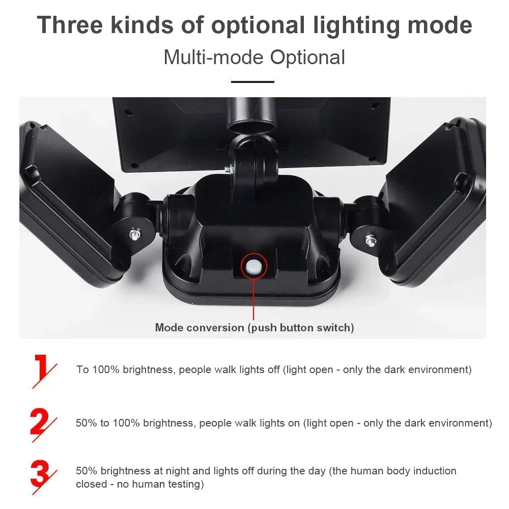 3 Mode LED Solar Light PIR Motion Sensor Lights Outdoor Waterproof Sunlight Solar Powered Street Light Wall Lamp Garage Lighting