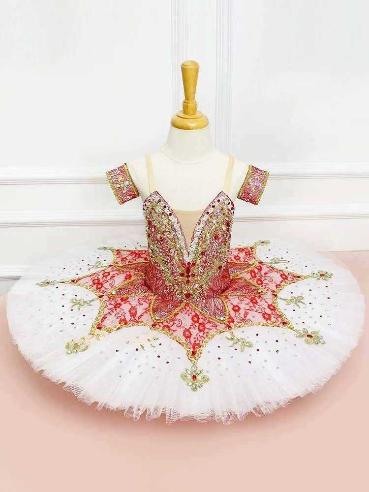 

2024 New High-end Customized Children's Adult Tutu Costumes Red Sleeping Beauty Paquita Ballet Skirt TUTU