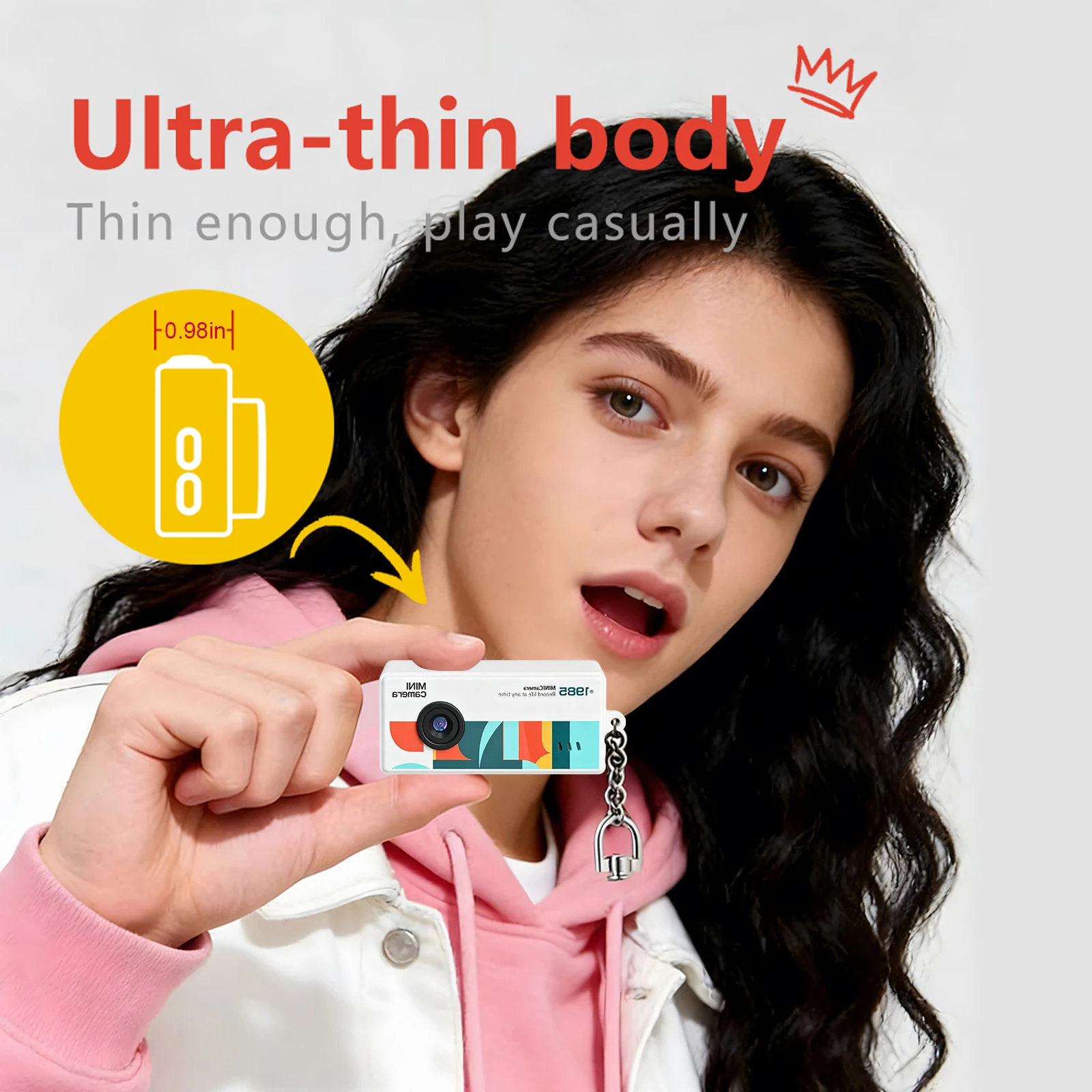 1080P Pocket Video Camera with 0.96in Screen Tiny Digital Camera 130 Degree Wide Angle for Kids Adults Travel Collectible Gift