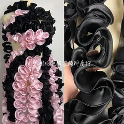 Satin Lace Ripple Hand Cranked Flower Dance Clothing for Children DIY Design Fabric Accessories Mesh Organza