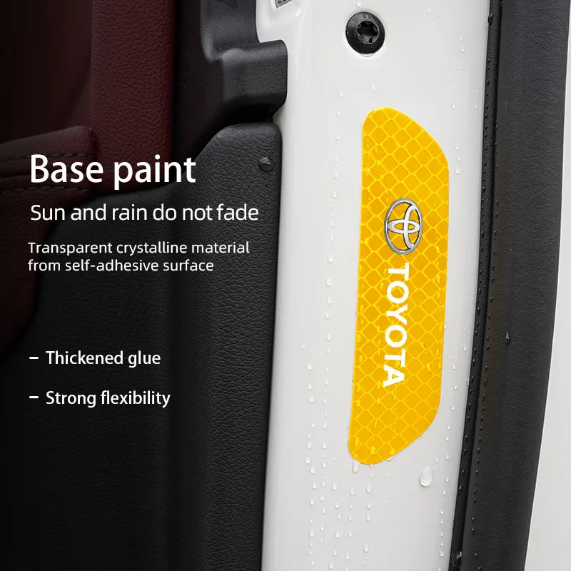 4 قطعة باب السيارة تحذير السلامة ملصق عاكس علامة مائي لتويوتا بريوس برادو أفينسيس فيرسو سيينا أفالون كامري فورتشنر TRD