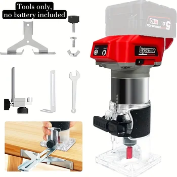800W Cordless Wood Router Compatible With Milwaukee 18V Battery, 30000 RPM Brushless Motor Router Attach 12 PCS 1/4