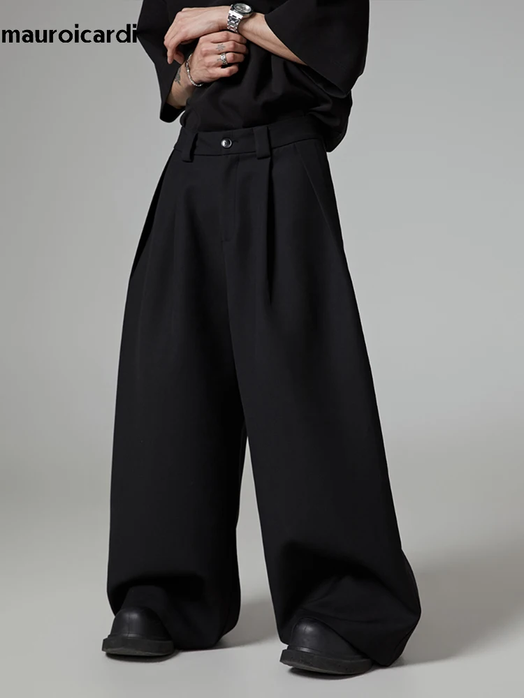 

Spring Autumn Oversized Long Black Flowy Baggy Wide Leg Pants For Mens Streetwear Loose Casual Soft Trousers