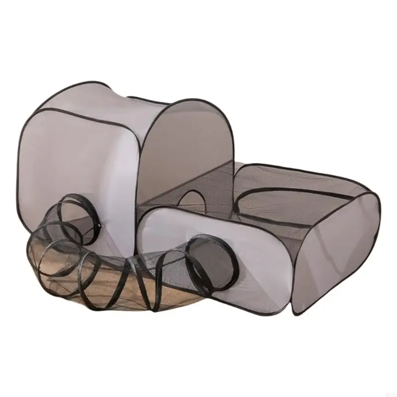 Multiuse Expandable Cats Tunnel Shelter House With Removable Game Tunnel Convertible To Outdoor Pet Tent For Cats B03E