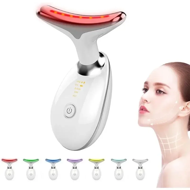 Mini 3/7 Colors Neck Face Beauty Device LED Photon Therapy Skin Tighten Reduce Double Chin Anti Wrinkle Remove Home Appliance