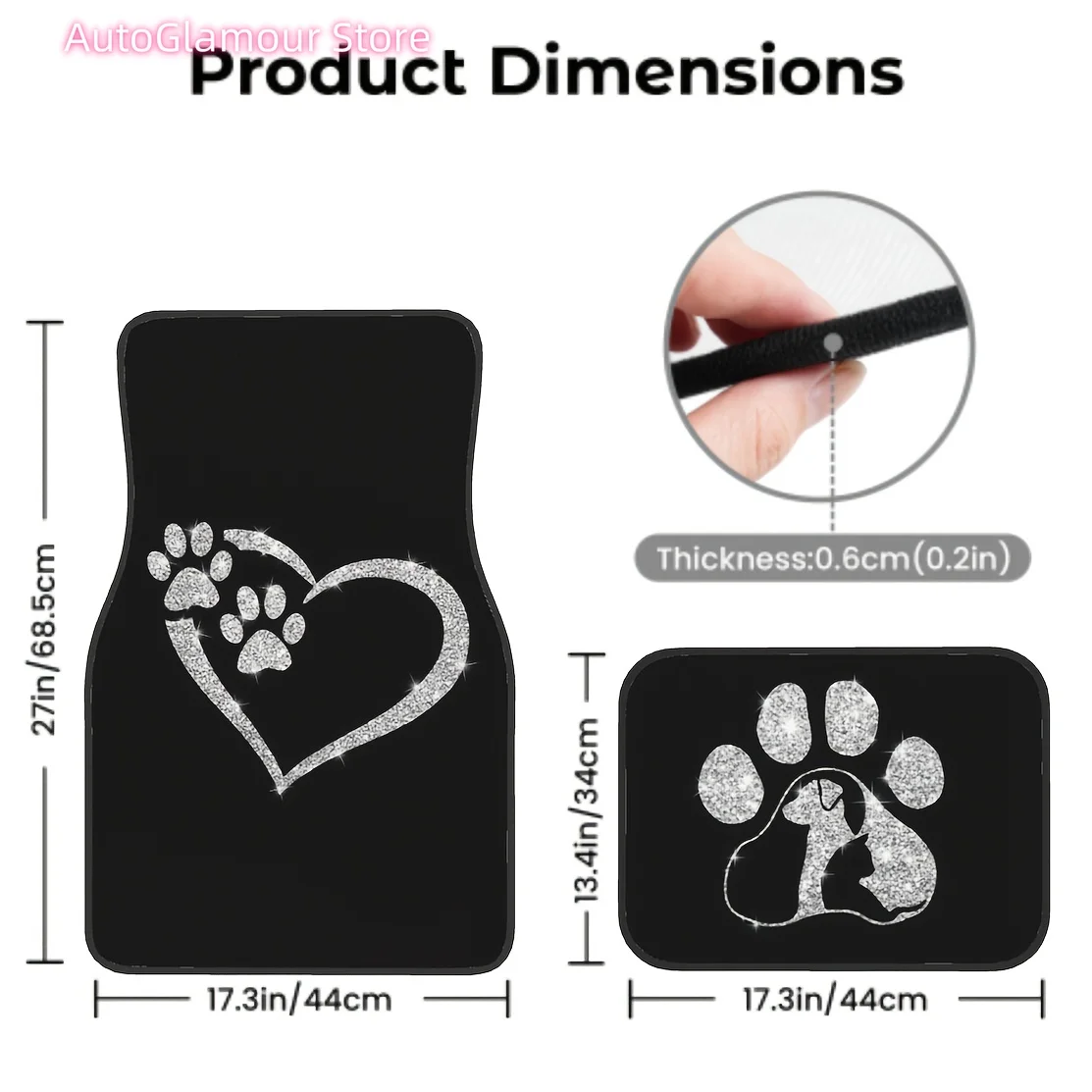 Set of 4 Universal Car Floor Mats Featuring a Lucky Heart Claw Design, Ideal for Protecting Both Front And Rear Seats in Any Veh