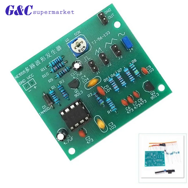 DIY Kits NE555 Multi-channel Waveform Generator Suite Sine Triangle Square Wave Electronic Training Kit