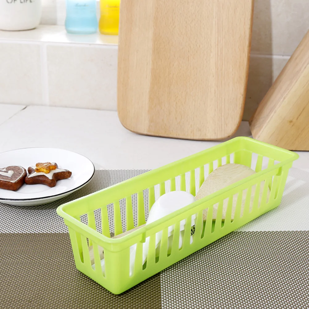 

6pcs Plastic Storage Baskets Rectangular Hollow ganizer Trays for Kitchen Home Office Bedroom Bathroom Random Color