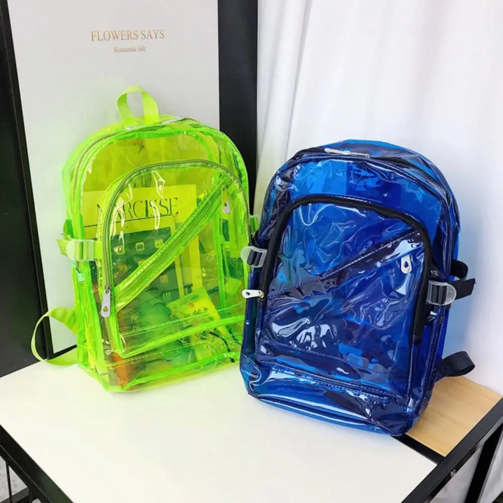 Candy Color Transparent Backpack Teenagers Bag Large Capacity Students School Bag Korean Style Storage Bag Clear Shoulder Bag