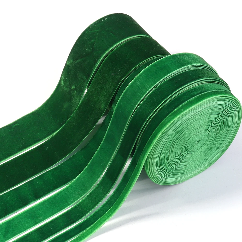 

5-10Yards 6-38mm Green Velvet Ribbon Christmas Ribbon Jewelry Display Packaging Flower Gift Packaging Bow DIY Party Decoration