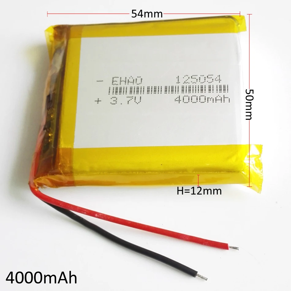 3.7V 4000mAh litowo-polimerowa LiPo akumulator 125054 do banku GPS PSP Tablet głośnik do komputera Laptop MID DVD PAD