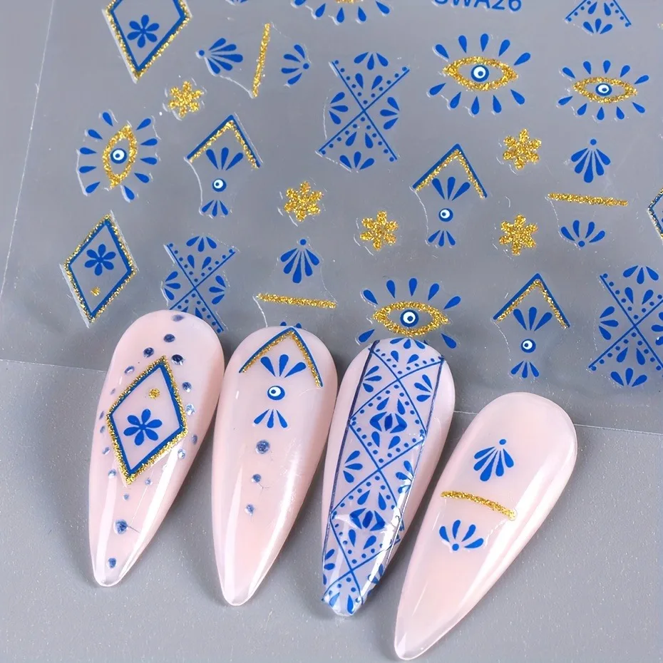  قطعتان من ملصقات أظافر عين الشيطان على الطراز البوهيمي، سهلة الاستخدام لتزيين الأظافر بنفسك والهدايا وتصفيف مكياج الحفلات والزفاف #6