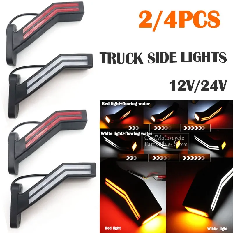 4/2x LED Side Marker Lights Flowing Turn Signals Lamp 12V 24V Universal For Cars SUV Van Lorry Rvs Bus Boat Trailer Truck