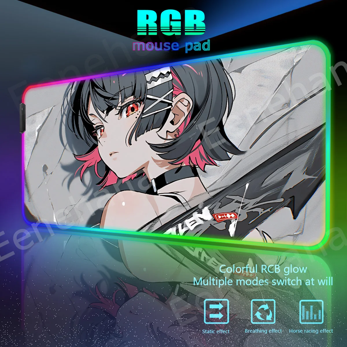 

RGB PC Gaming Zenless Zone Zero Large Evelyn Ellen Accessories Mouse Pad ZZZ Computer Emit Light Game Desk LED Xxl Extended Pads