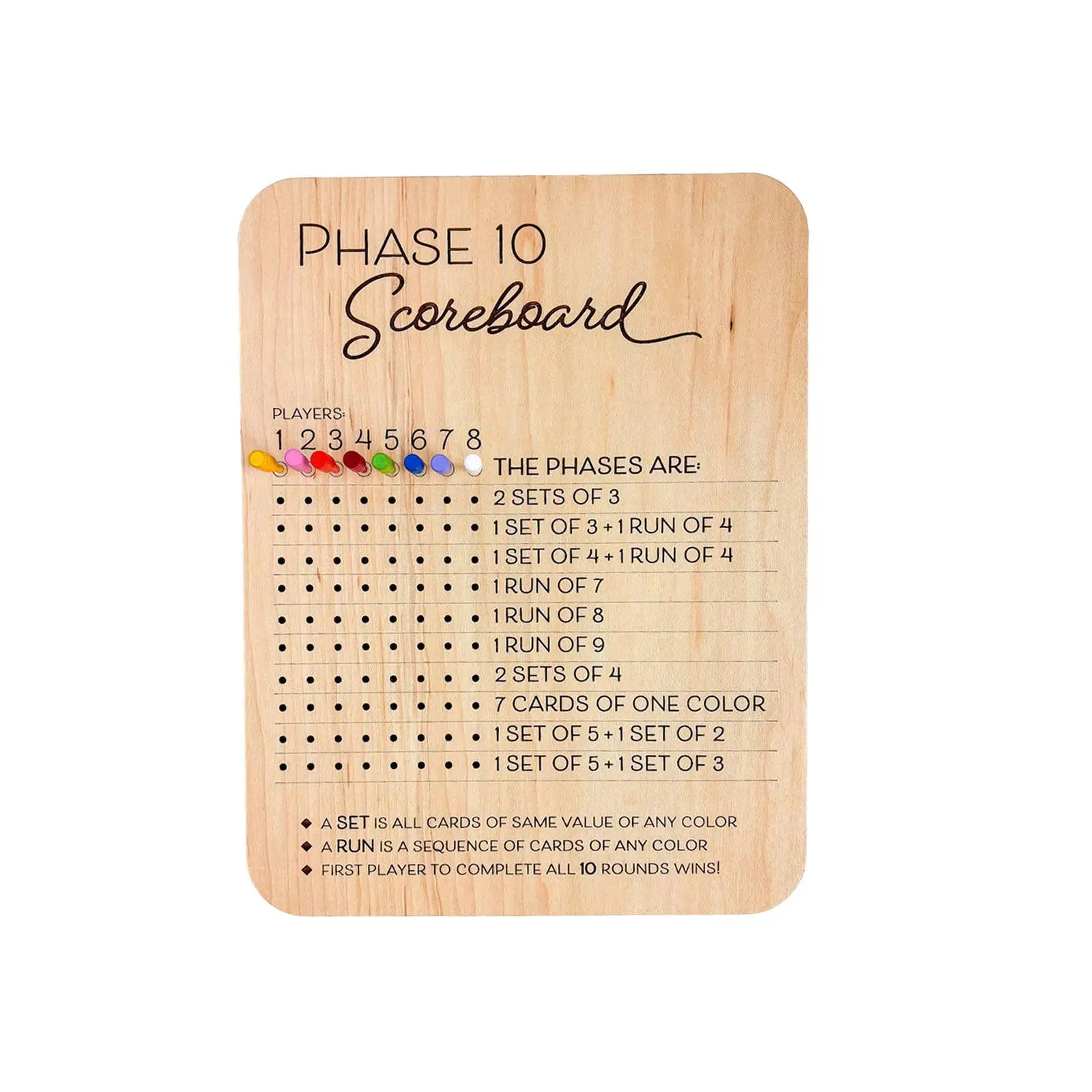 

Phase Ten Score Sheets Competition Wooden Phase Ten Scoreboard for Game Adults
